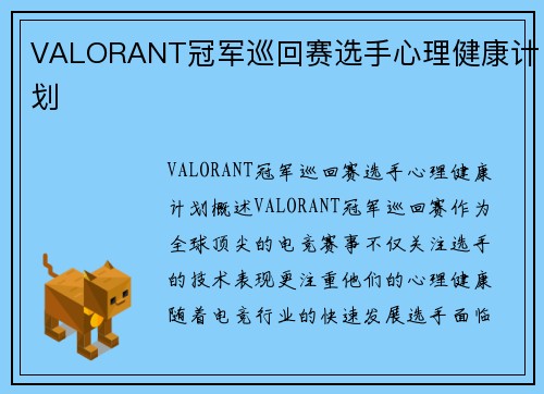 VALORANT冠军巡回赛选手心理健康计划